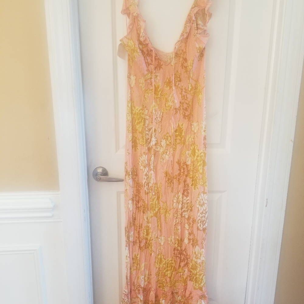 NWT Free people Remind Me Maxi Slip Dress in Coral Combo size L - Picture 7 of 8